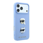 Blue Karl Lagerfeld and Choupette faces iPhone 17/18 Pro Max case by TecHub, featuring a sleek, smooth design with vibrant artwork.