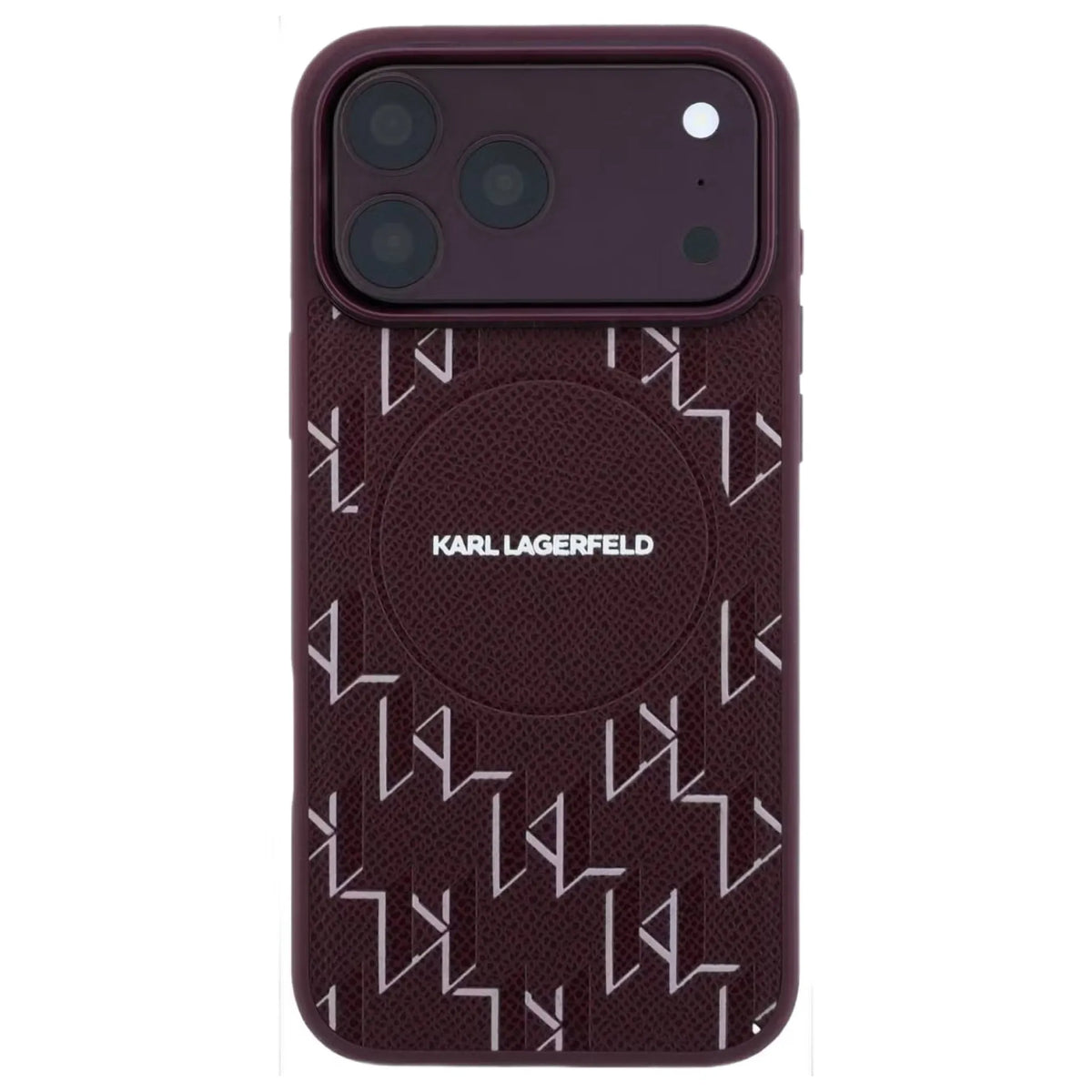 Karl Lagerfeld PU Hard Case With KL Monogram Logo for iPhone 17/18 Pro Max - Burgundy