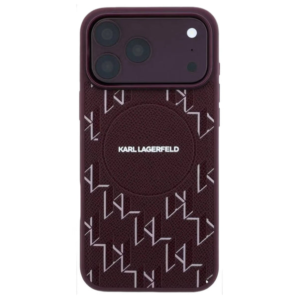 Karl Lagerfeld PU Hard Case With KL Monogram Logo for iPhone 17/18 Pro Max - Burgundy