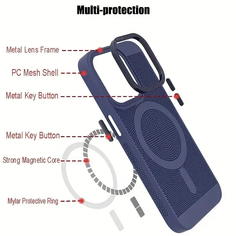 Magnetic Shockproof Grid Breathable for iPhone 14 Pro Max - TecHub