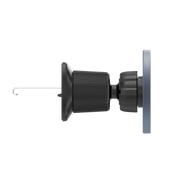 Momax MoVe Easy Magnetic Car Mount holder in black attached to a car dashboard with a smartphone mounted securely.