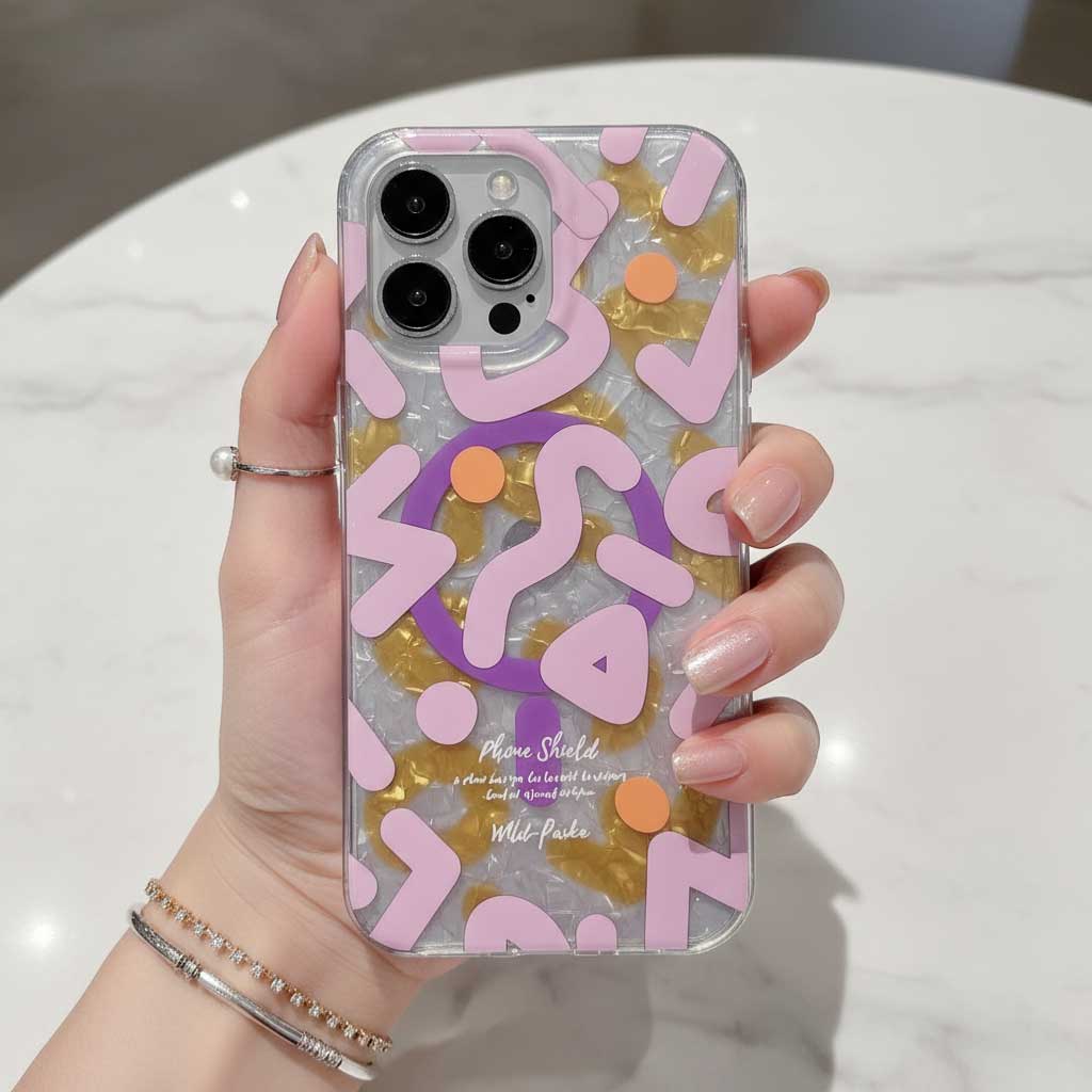 Original Graffiti Ornaments Magsafe Magnetic Case For iPhone 16 Pro Max - Pink