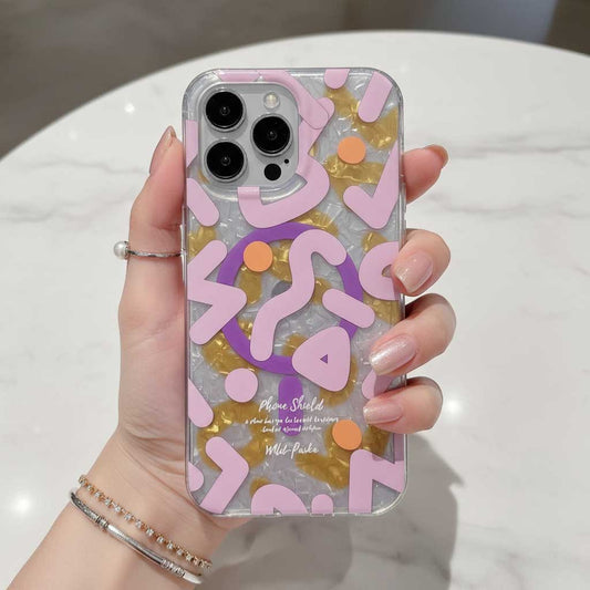 Original Graffiti Ornaments Magsafe Magnetic Case For iPhone 16 Pro Max - Pink