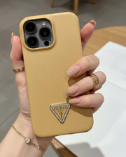 TecHub Guess leather back cover case in gold, featuring sleek design and precise cutouts for a stylish smartphone protection.