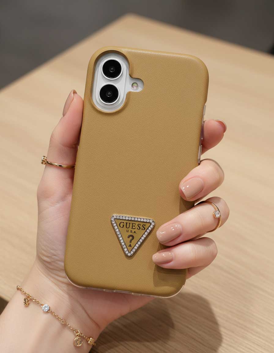 Guess Leather Back Cover Case for iPhone 16 - Gold