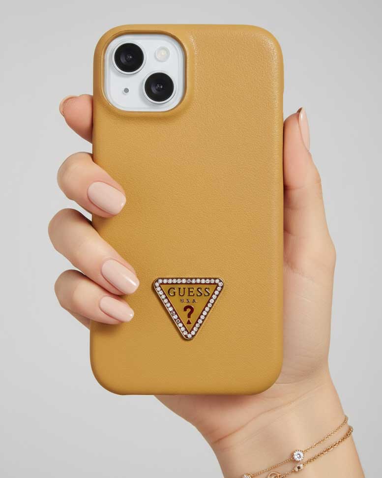 Guess Leather Back Cover Case for iPhone 15 - Gold