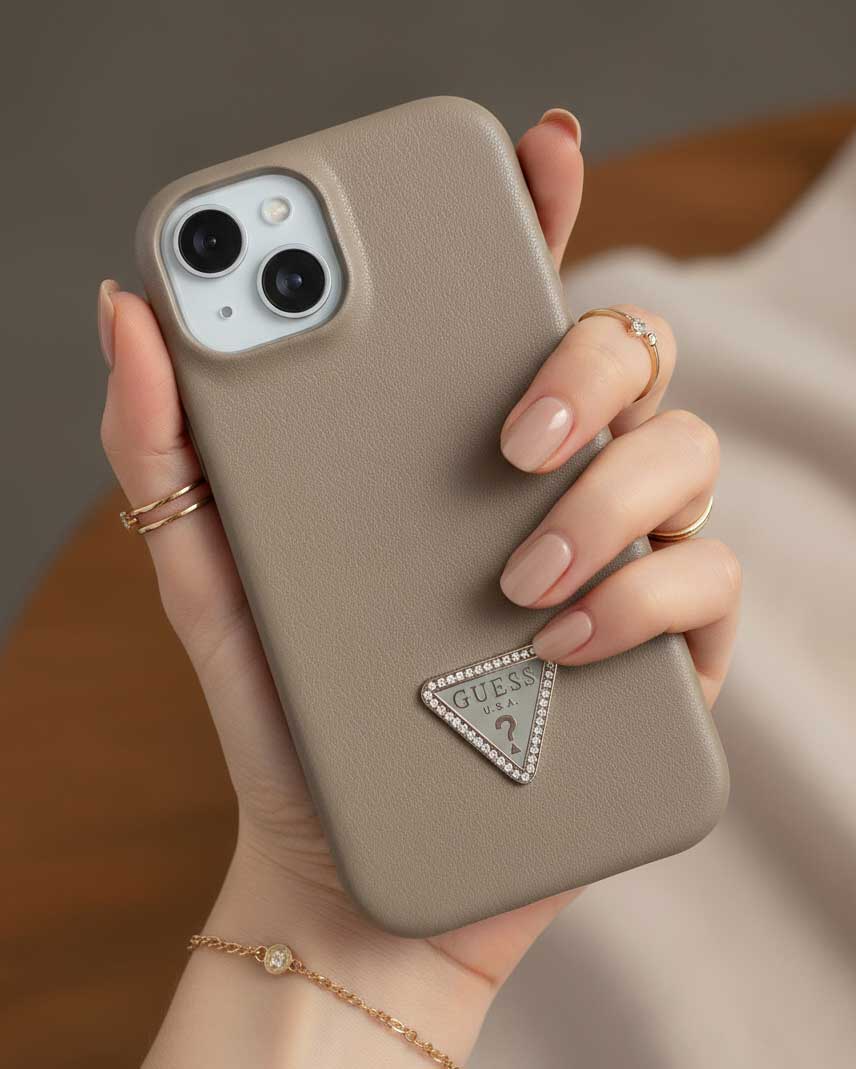 Guess Leather Back Cover Case for iPhone 15 - Grey