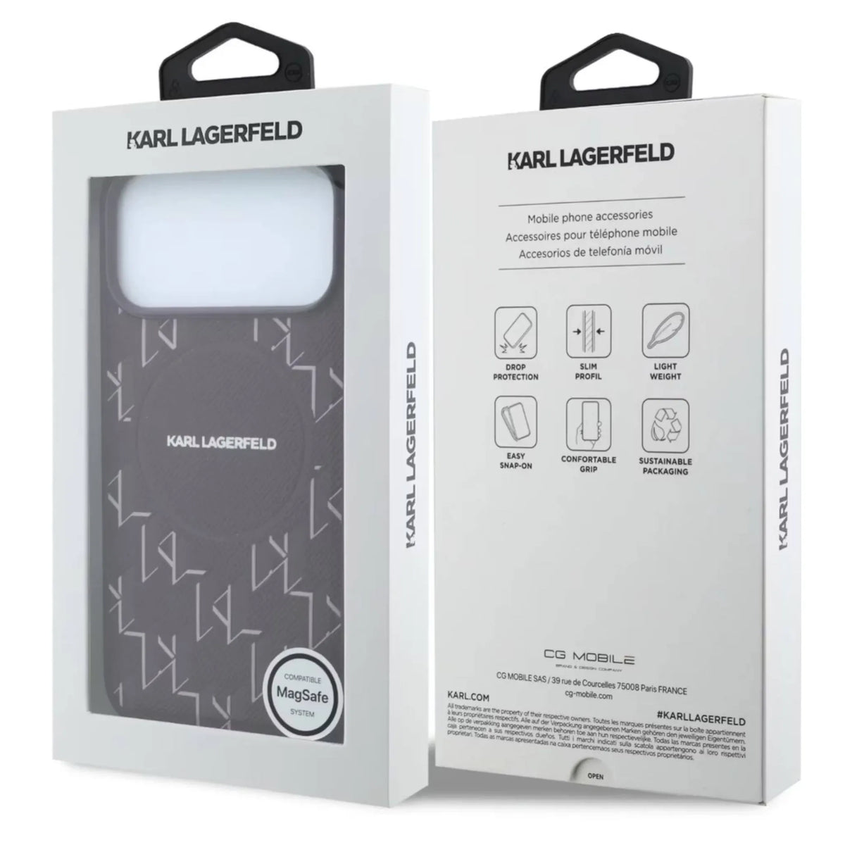 Karl Lagerfeld PU Hard Case With KL Monogram Logo for iPhone 17/18 Pro Max - Burgundy