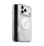 Transparent TecHub AULUMU A18 Ghost Lumen iPhone 17/18 Pro Max case showing clear, luminous design and precise cutouts for ports and buttons.