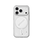 Transparent TecHub AULUMU A18 Ghost Lumen iPhone 17/18 Pro Max case showing clear, luminous design with precise cutouts for buttons and camera