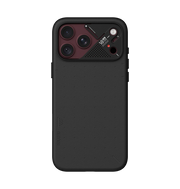 TecHub AULUMU A18 Particle Vegan Leather Case for iPhone 17/18 Pro Max, showing black textured exterior and precise camera cutout