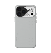 TecHub AULUMU A18 Particle Vegan Leather Case for iPhone 17/18 Pro Max, featuring textured black vegan leather and precise camera cutout.
