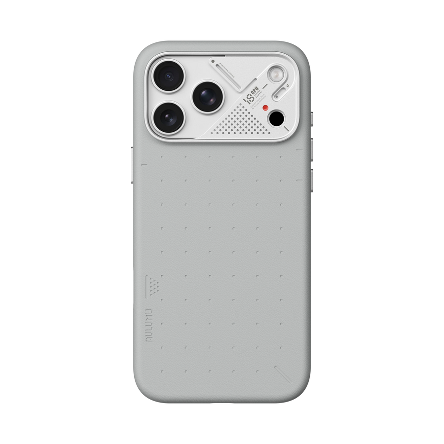 TecHub AULUMU A18 Particle Vegan Leather iPhone 17/18 Pro Max case, showcasing textured black protective phone cover