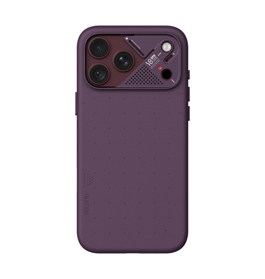 TecHub AULUMU A18 Particle Vegan Leather Case for iPhone 17/18 Pro Max, showing the stylish black protective phone case with textured finish.