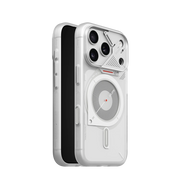 AULUMU A18 Hyper Frosted iPhone 17/18 Pro Max case in clear frosted design, showing textured surface and precise cutouts.