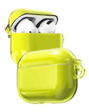 TecHub Araree AirPods Pro NUKIN hard case in vibrant neon yellow, showing the protective cover on the AirPods Pro charging case.