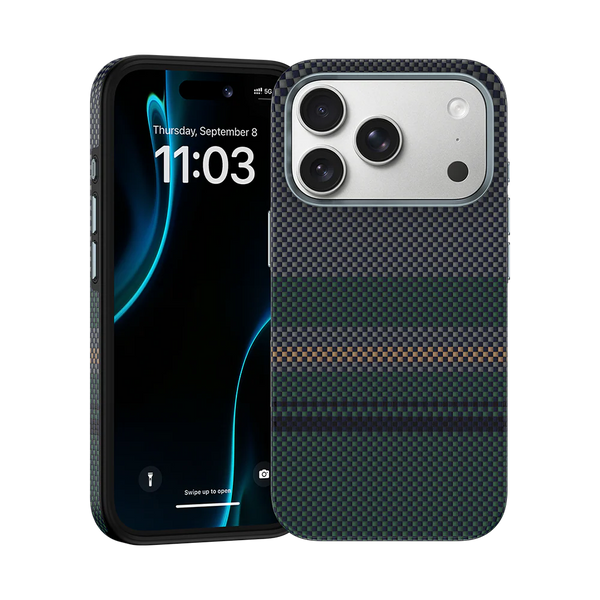 Green Benks Aurora ArmorPro case with Kevlar for iPhone 17 Pro Max, showcasing durable, rugged protection and sleek design.