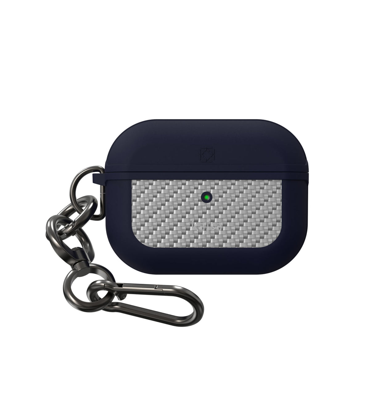 Blue Kajsa Carbon Fiber Ultra Shield AirPods Pro 1 and 2 case with hook, designed by TecHub for durable protection.
