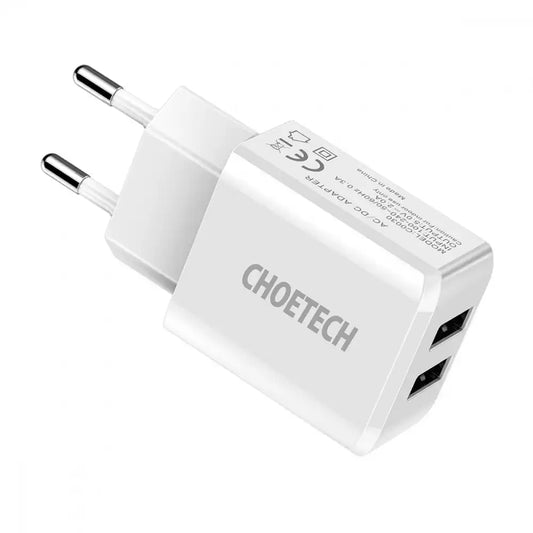 Choetech C0030 5V-2A Dual Port USB Wall Charger Dual USB ports, Up to 5V / 2A Output - TecHub