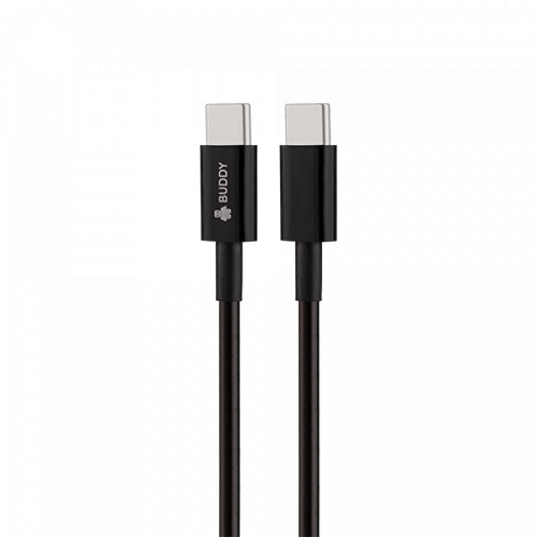 كابل BUDDY BU-CC40 للشحن السريع من USB-C إلى USB-C بقدرة 40W وطول 1 متر - أسود - TecHub
