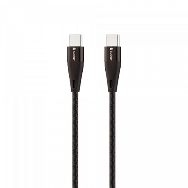 كابل BUDDY BU-CT60 للشحن السريع من USB-C إلى USB-C بقدرة 60W وطول 1.2 متر - أسود - TecHub