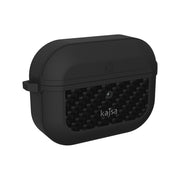 TecHub Kajsa Carbon Fiber Ultra Shield case for AirPods Pro 1 & 2, showing the sleek, textured carbon fiber design from an angled view.