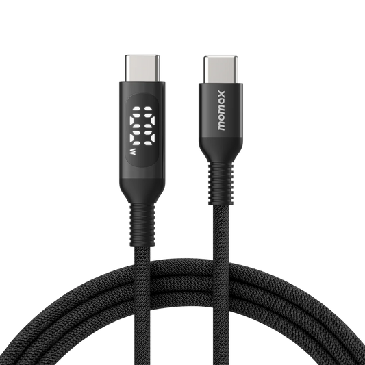 Momax EliteLink USB-C to USB-C Braided LED Display Cable 100W (1.2 Meter) - Black