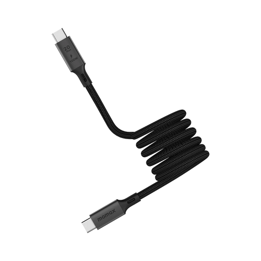 Momax Mag.Link magnetic USB-C to USB-C cable, 1 meter, supports 100W charging and USB 3.2 Gen 2x2 for fast data transfer.