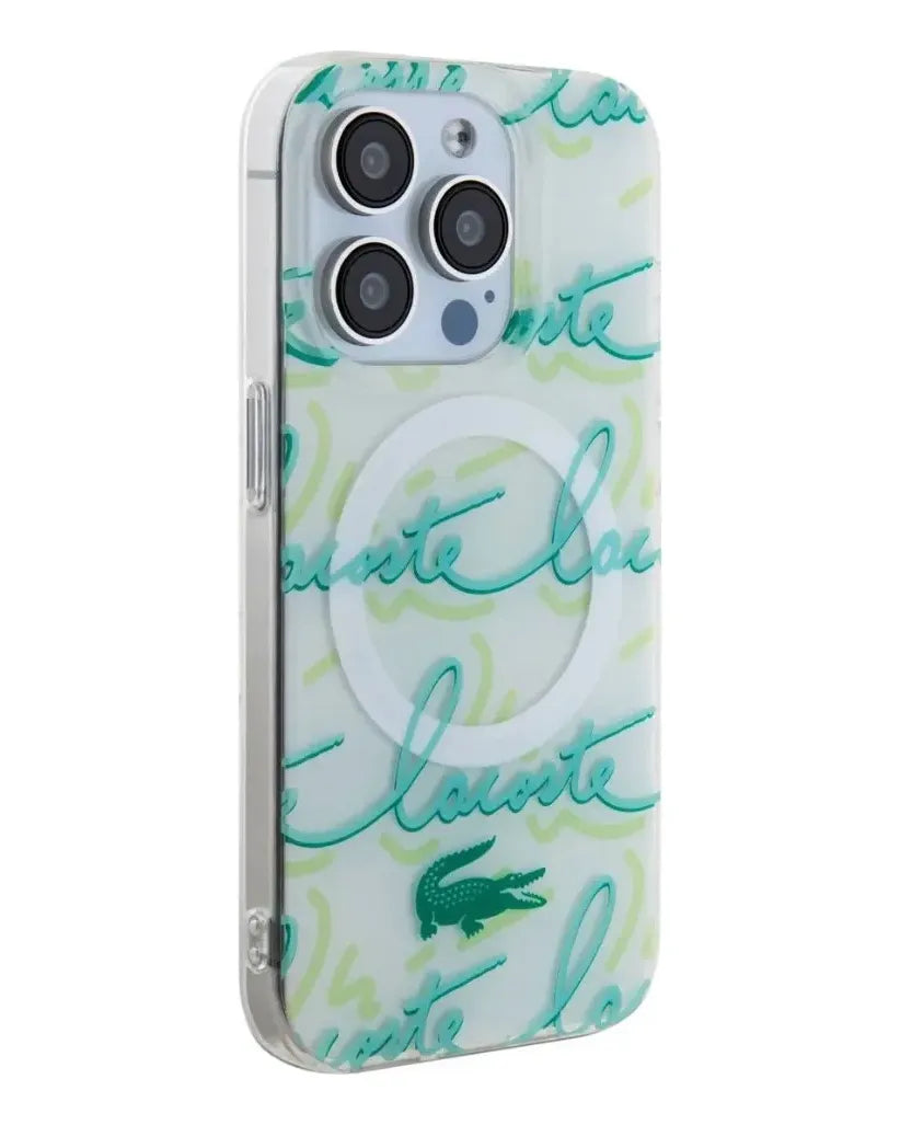 Lacoste MagSafe Hard Case Double Layer Magnetic for iPhone 15 Pro Max - White