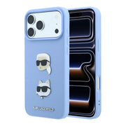 Blue Karl Lagerfeld iPhone 17/18 Pro Max case featuring Karl and Choupette faces design, made by TecHub.