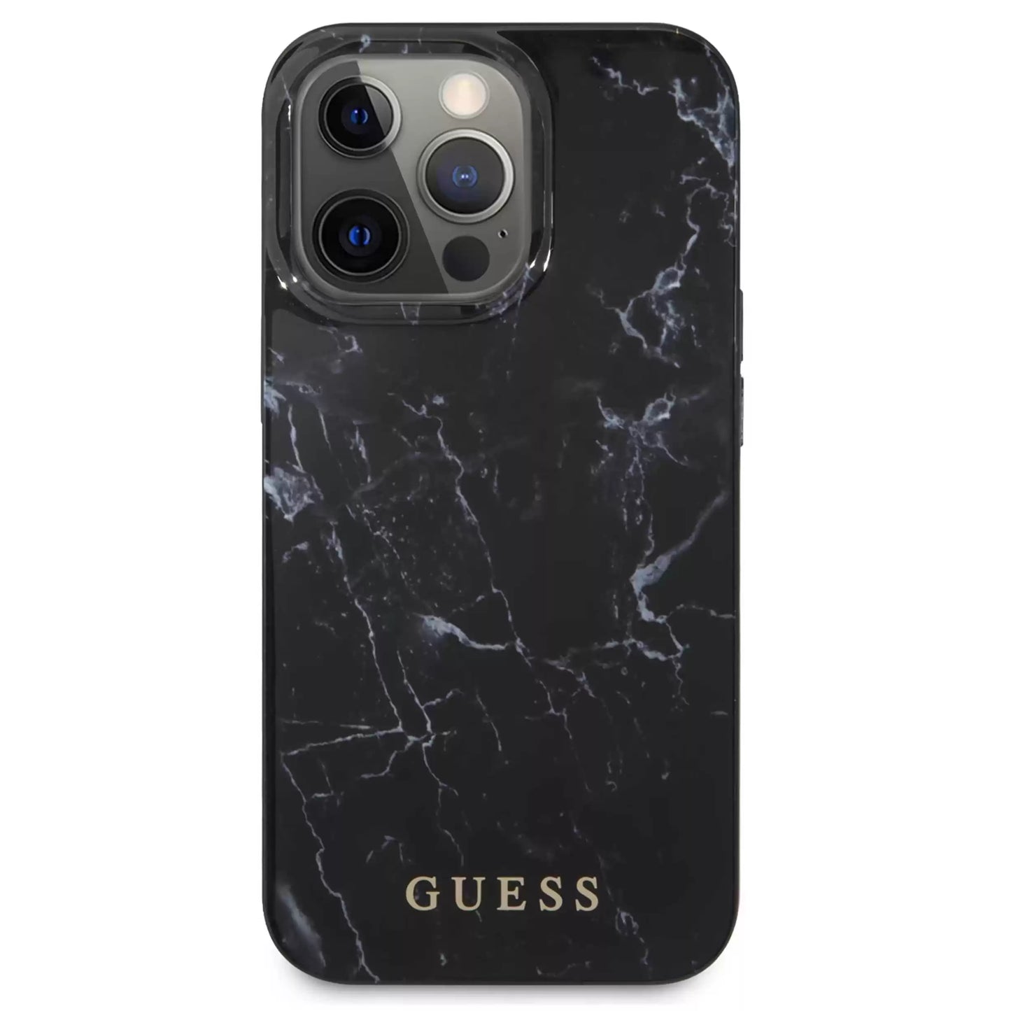 Guess PC/TPU Elegant Marble Design Case for iPhone 13 Pro - Black - TecHub