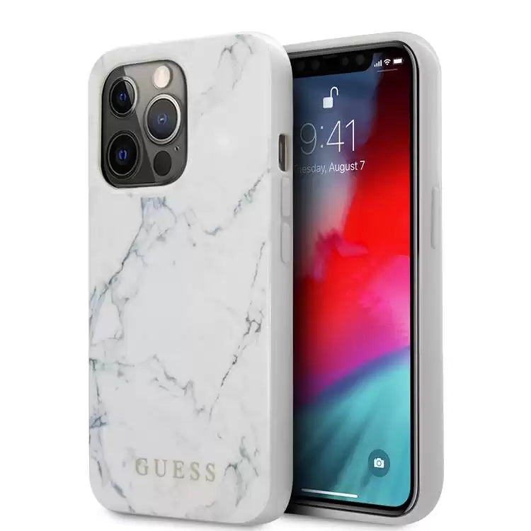 Guess PC/TPU Elegant Marble Design Case for iPhone 13 Pro - TecHub