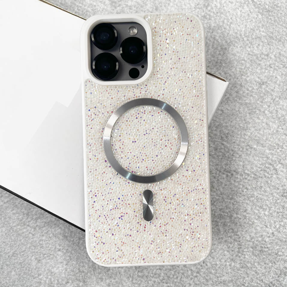 Swarovski Luxury Bling Glitter Diamond Magnetic Case For iPhone 12 Pro Max - Off White