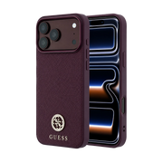 Burgundy Guess Magsafe grained hard case with triangle logo for iPhone 17/18 Pro Max, made by TecHub.