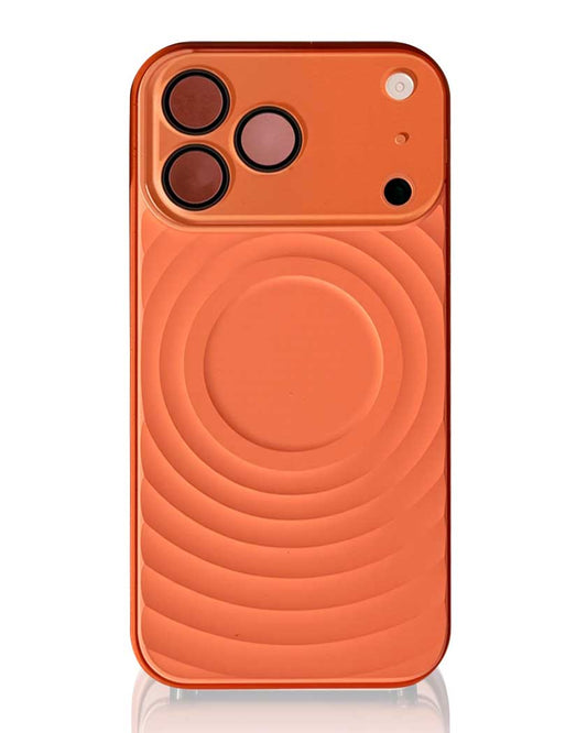 TecHub liquid silicone iPhone 17 Pro Max case with wave pattern design and window lens, providing stylish protection.