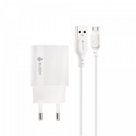 BUDDY BU-H1 Home Charger Fast 2A Micro Cable White - TecHub