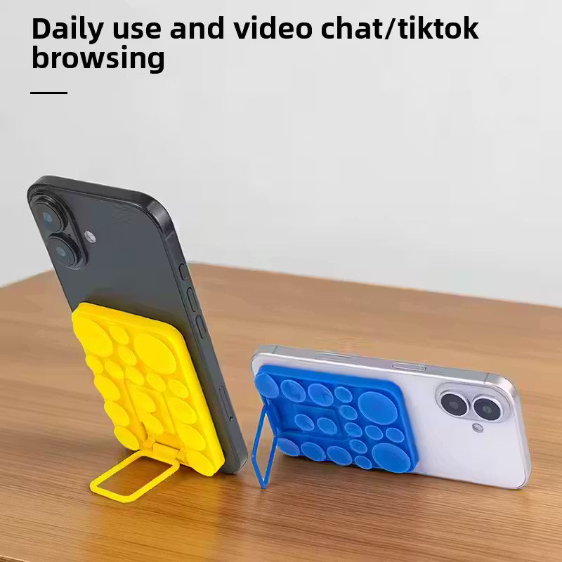 Silicone Suction-Cup Phone Self-Adhesive Holder Bracket Back-Mount - Black