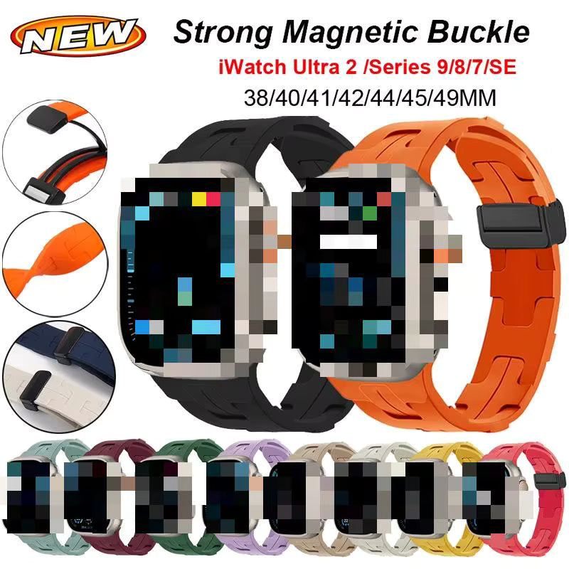 Magnetic Silicone Watch Strap for Apple Watch 42/44/45/46/49 mm
