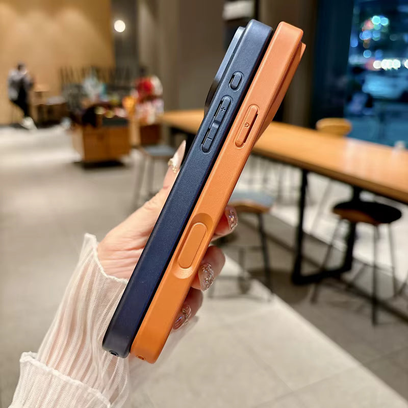 TecHub MMKIO PU leather MagSafe case for iPhone 17 Pro, showing the sleek black protective cover with magnetic alignment.