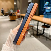 TecHub MMKIO PU leather MagSafe case for iPhone 17 Pro, showing the sleek black protective cover with magnetic alignment.