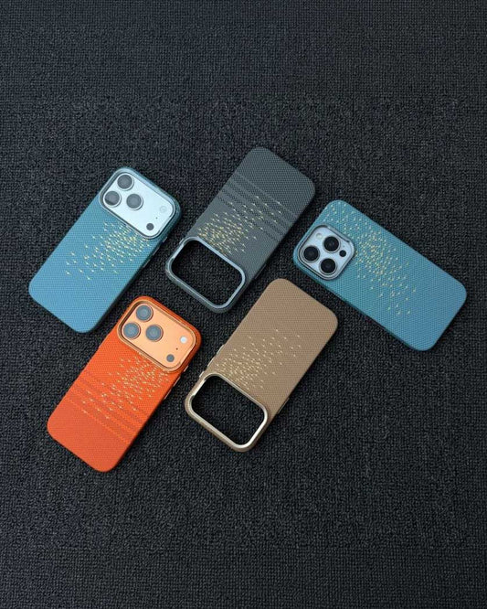 Lanex Luxury Carbon Fiber Pattern Magnetic With Metal Buttons Case for iPhone 17 Pro Max