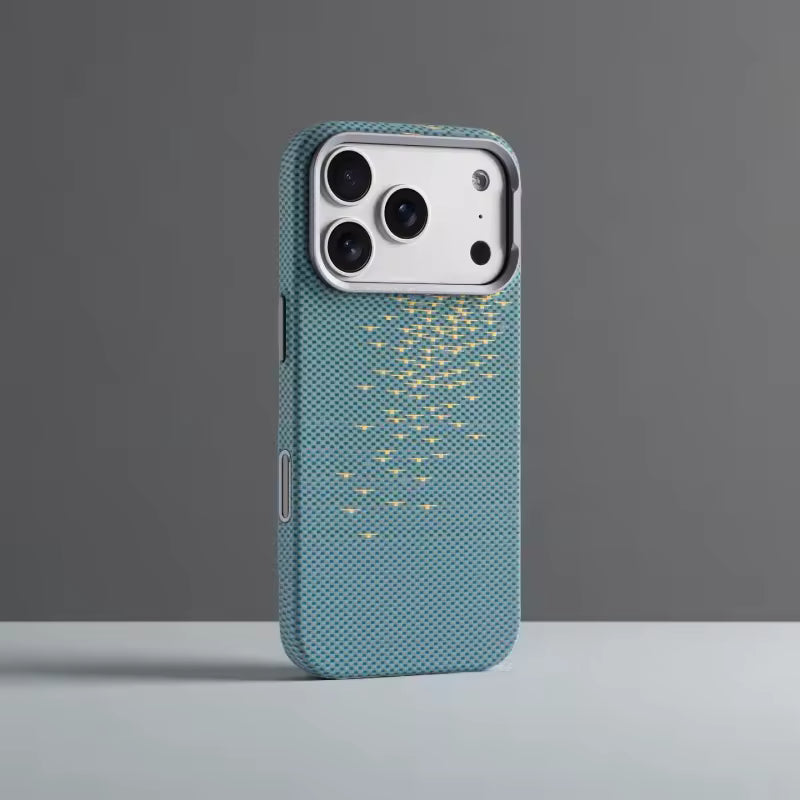 Lanex Luxury Carbon Fiber Pattern Magnetic With Metal Buttons Case for iPhone 17 Pro Max