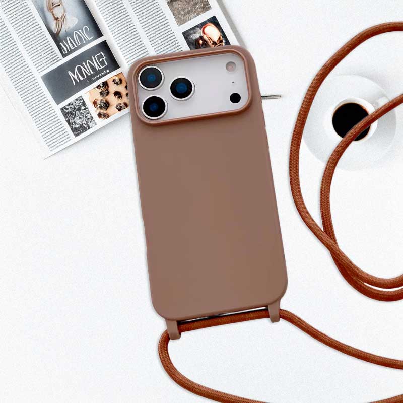 Fashion Crossbody Soft Silicone Case With Shoulder Strap for iPhone 17 Pro Max
