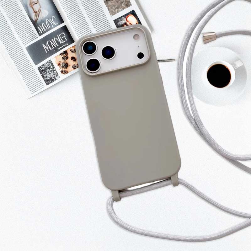 Fashion Crossbody Soft Silicone Case With Shoulder Strap for iPhone 17 Pro Max