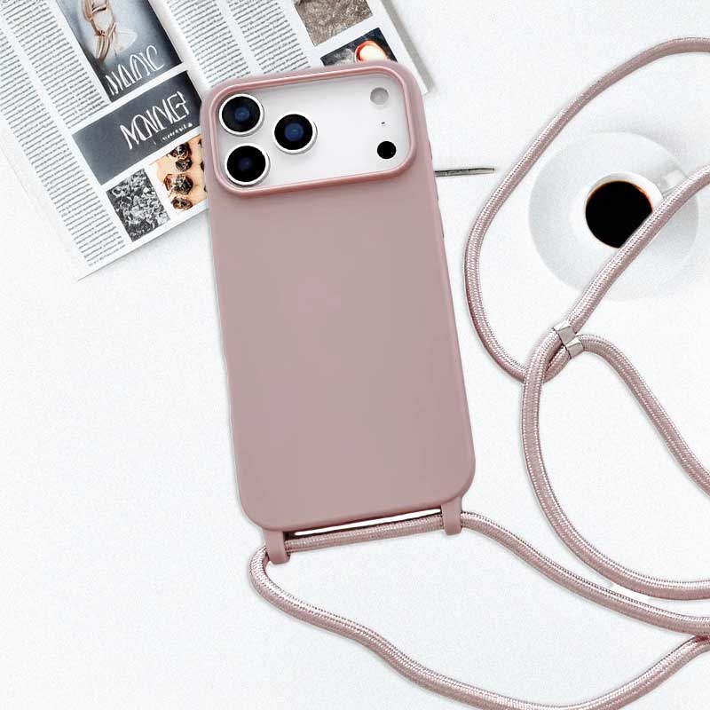 Fashion Crossbody Soft Silicone Case With Shoulder Strap for iPhone 17 Pro Max