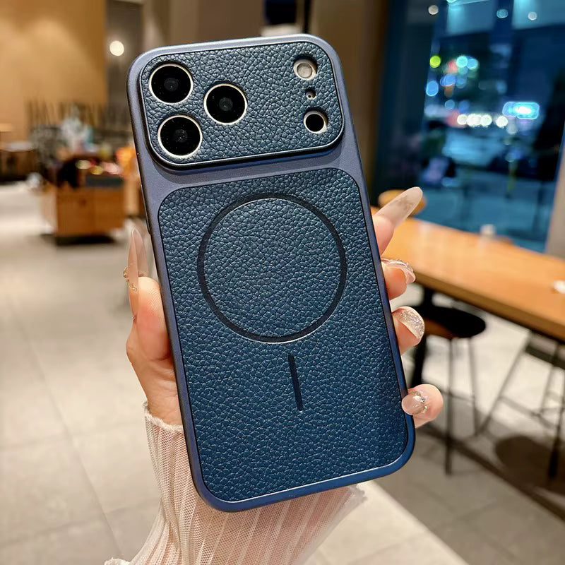 TecHub MMKIO PU leather MagSafe case for iPhone 17 Pro Max, showcasing sleek design and durable TPU material.