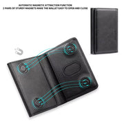 Brown TecHub Triple Luxury Fold Leather MagSafe Wallet Card Holder case with multiple card slots.