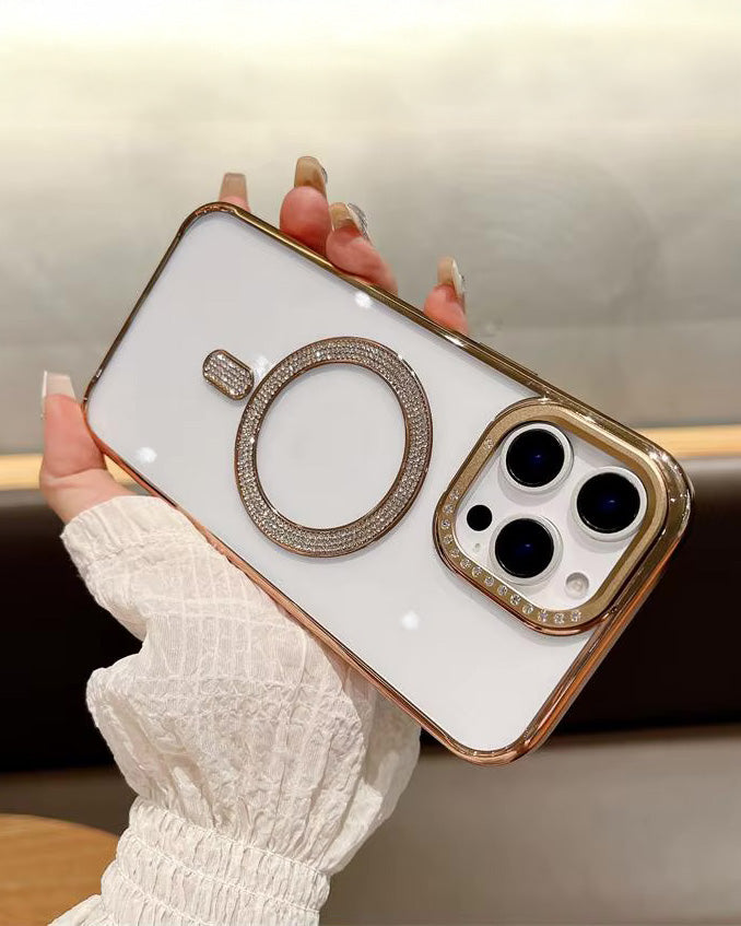 Diamond Strass MagSafe Case for iPhone 15 - Gold