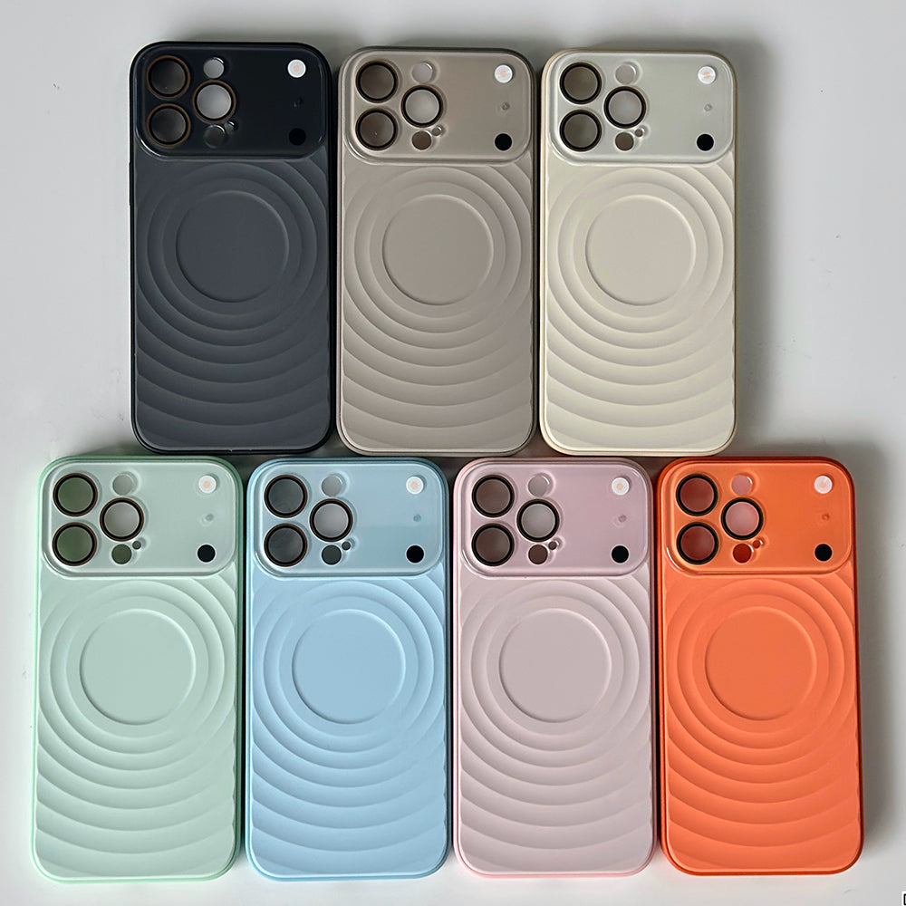 VAWI Wave Pattern Design Liquid Silicone Case Window Lens for iPhone 15 Pro Max