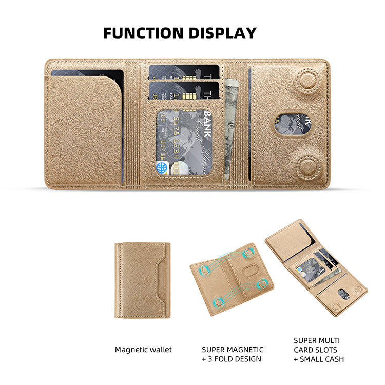 Triple Luxury Fold Leather MagSafe Wallet Card Holder